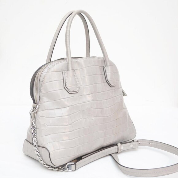 Michael Kors Mercer Crocodile-Embossed-Leather Dome Satchel Per Owned - Picture 2 of 6